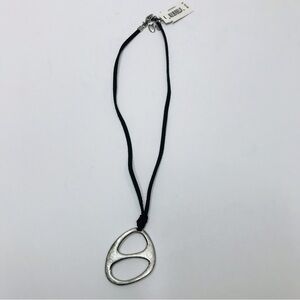 New FOSSIL Black & Silver Pendant Necklace